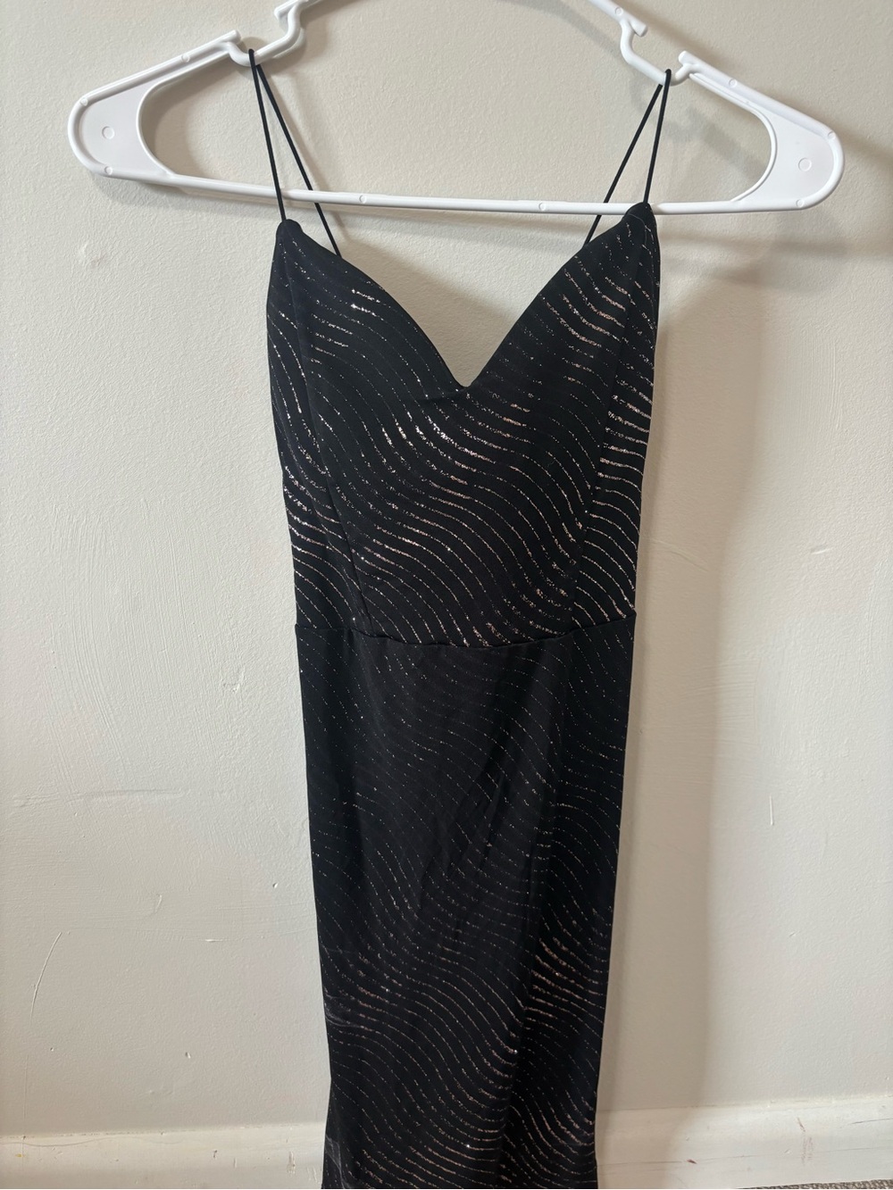 Love Tree Black Strapless Slip Dress with Subtle Sparkle